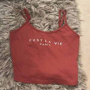 From SHEIN crop top says c’estla VIE Paris on it
